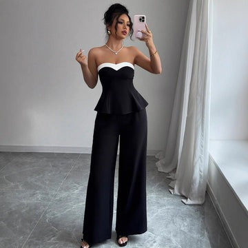 Off-the-shoulder Vest Wide-leg Trousers Set