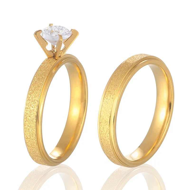 Zircon Popular Titanium Steel Diamond Frosted Ring