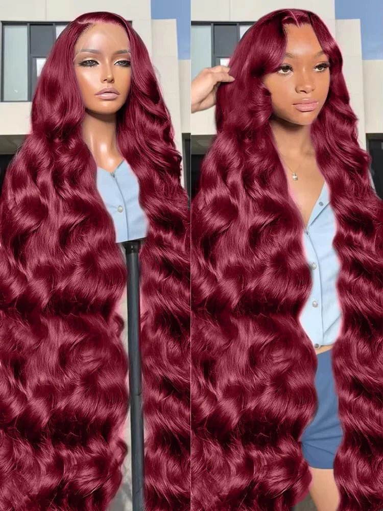 Body Wave Burgundy Human Hair Wigs