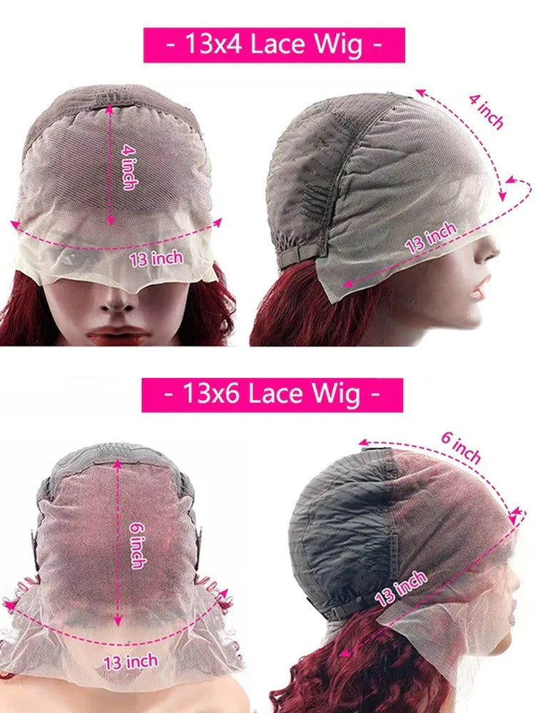 Body Wave Burgundy Human Hair Wigs