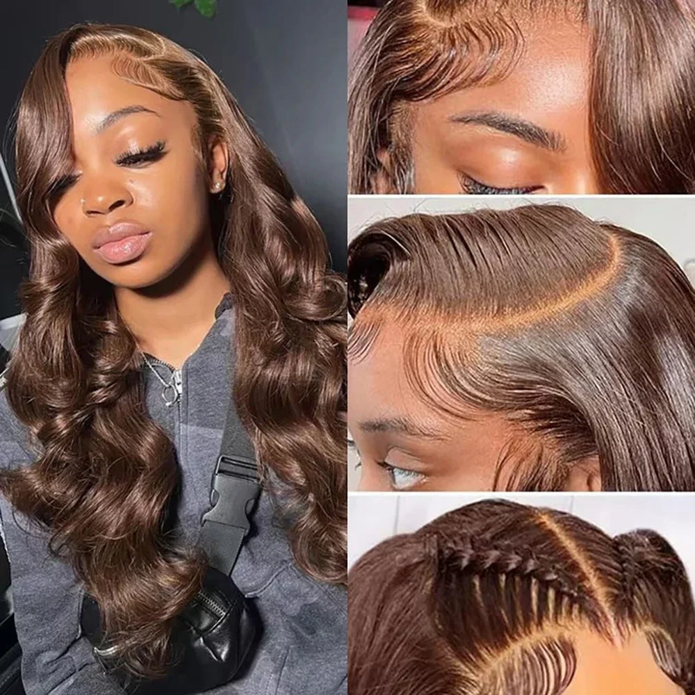 Chocolate Brown Body Wave Human Hair Wigs