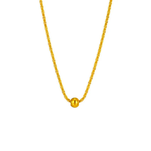 Metal Round Beads Thread Wave Necklace