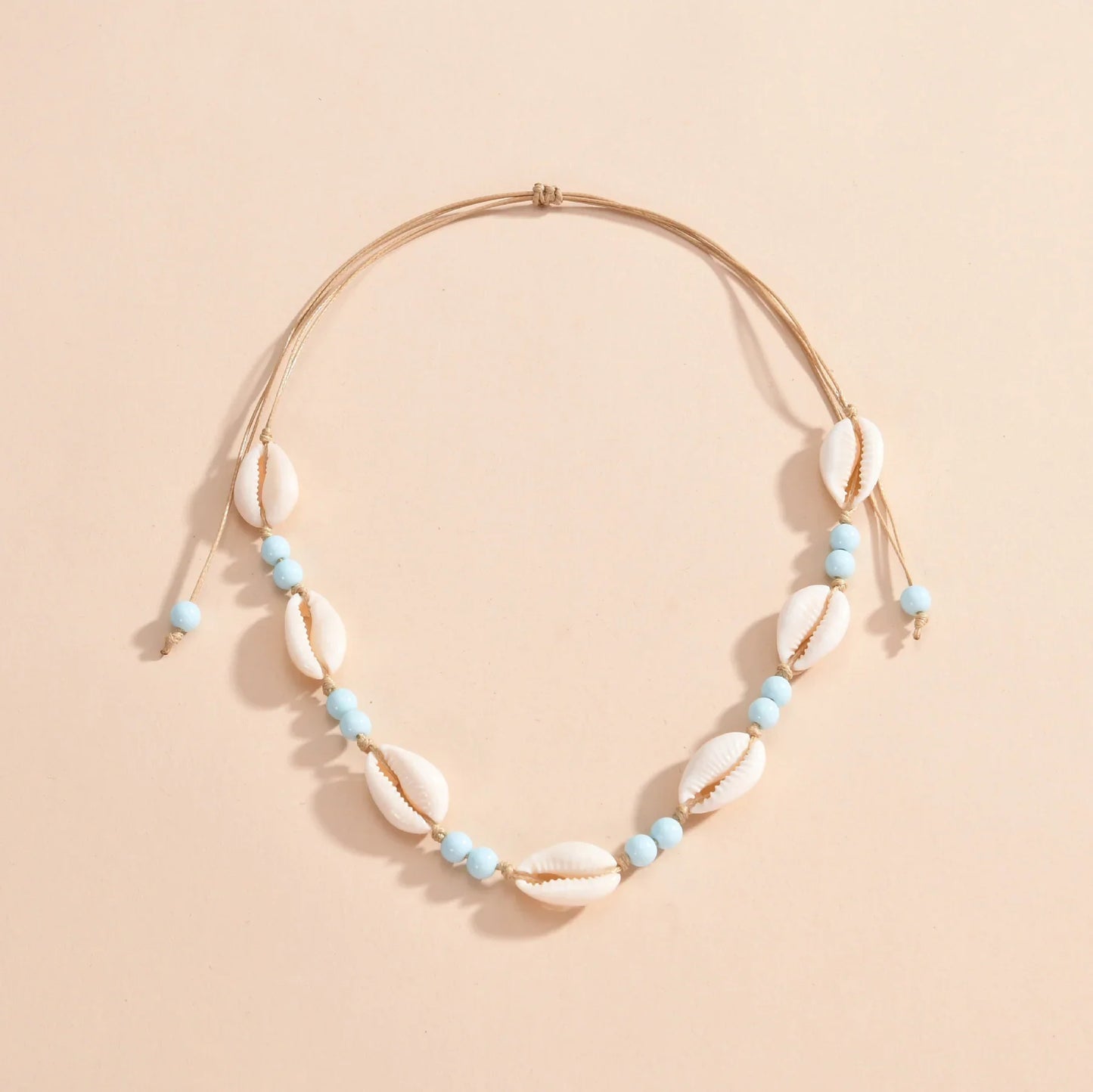 Personalized Shell Bead Hand-knit Necklace