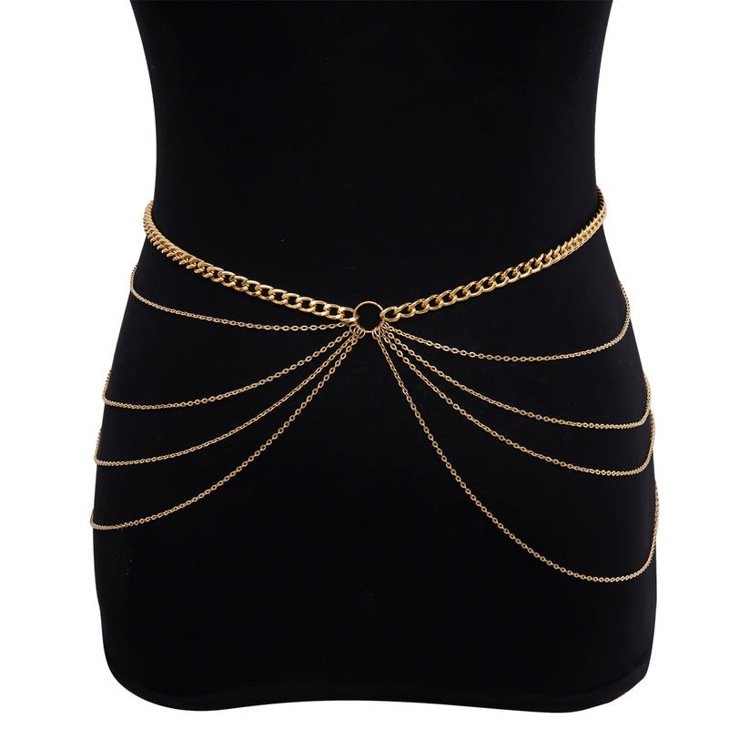Metal geometric waist chain